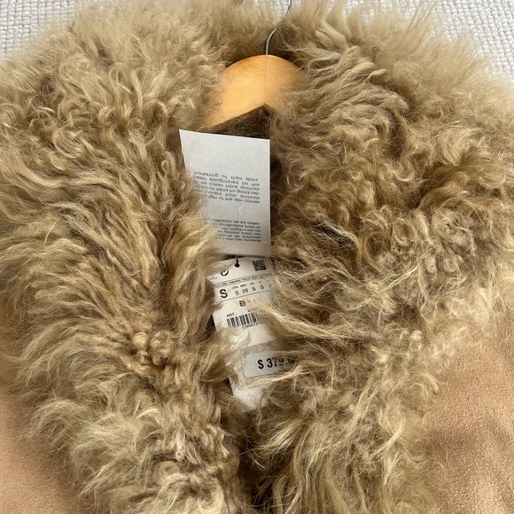Zara NTW Women's Tan Genuine suede/ Shearling fur Coat - Picture 8 of 12